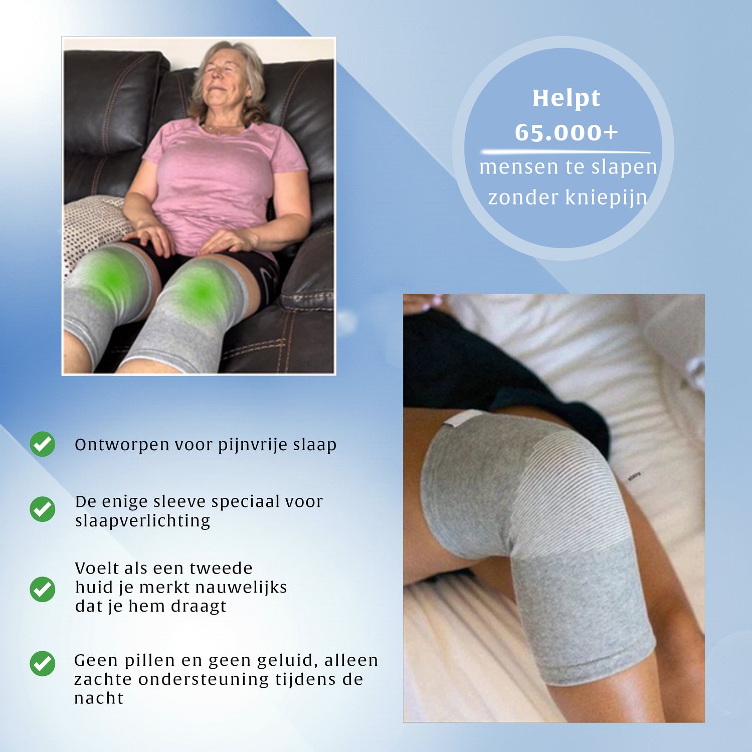 KneeRelief | Bamboe compressiebrace voor pijnvrije slaap