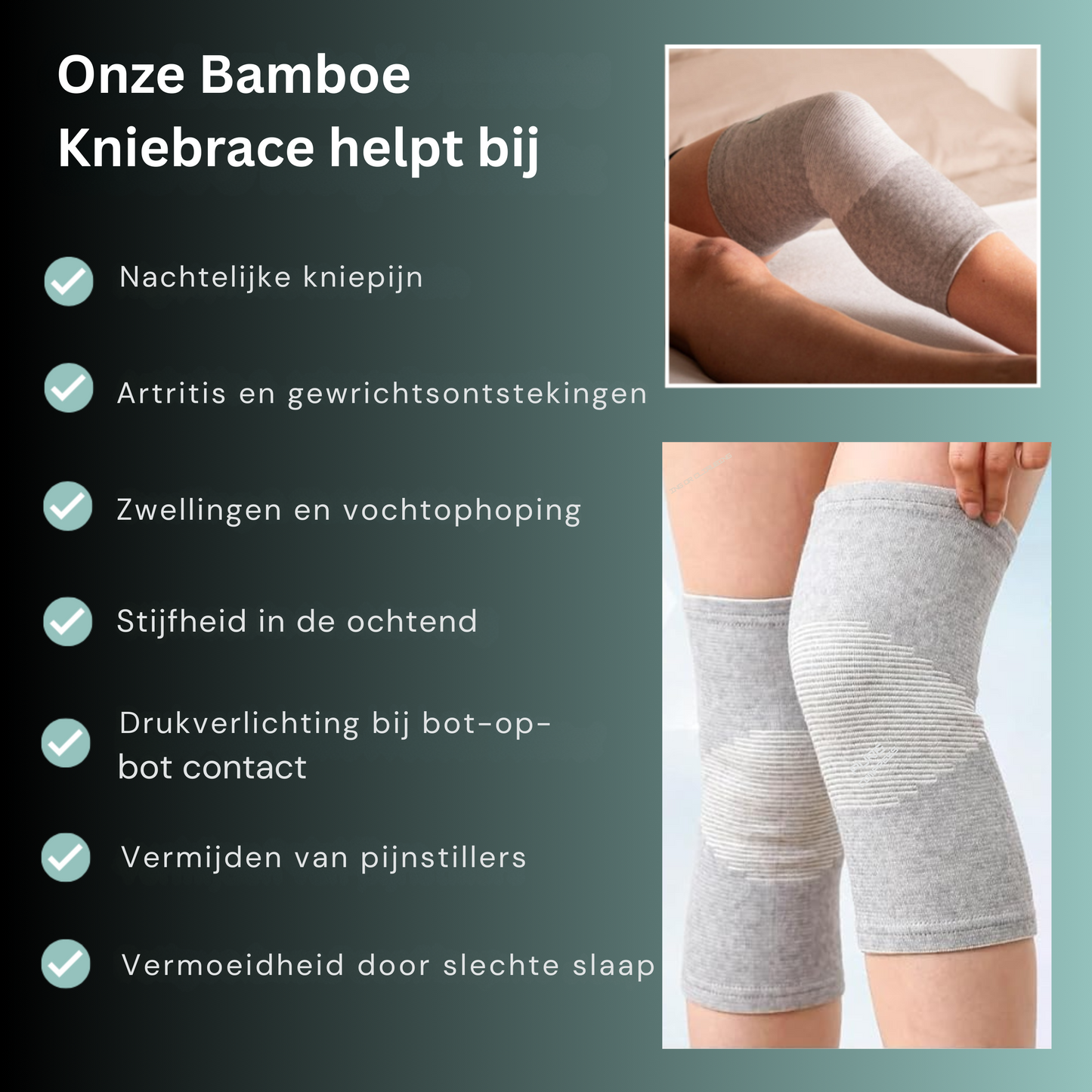 KneeRelief | Bamboe compressiebrace voor pijnvrije slaap