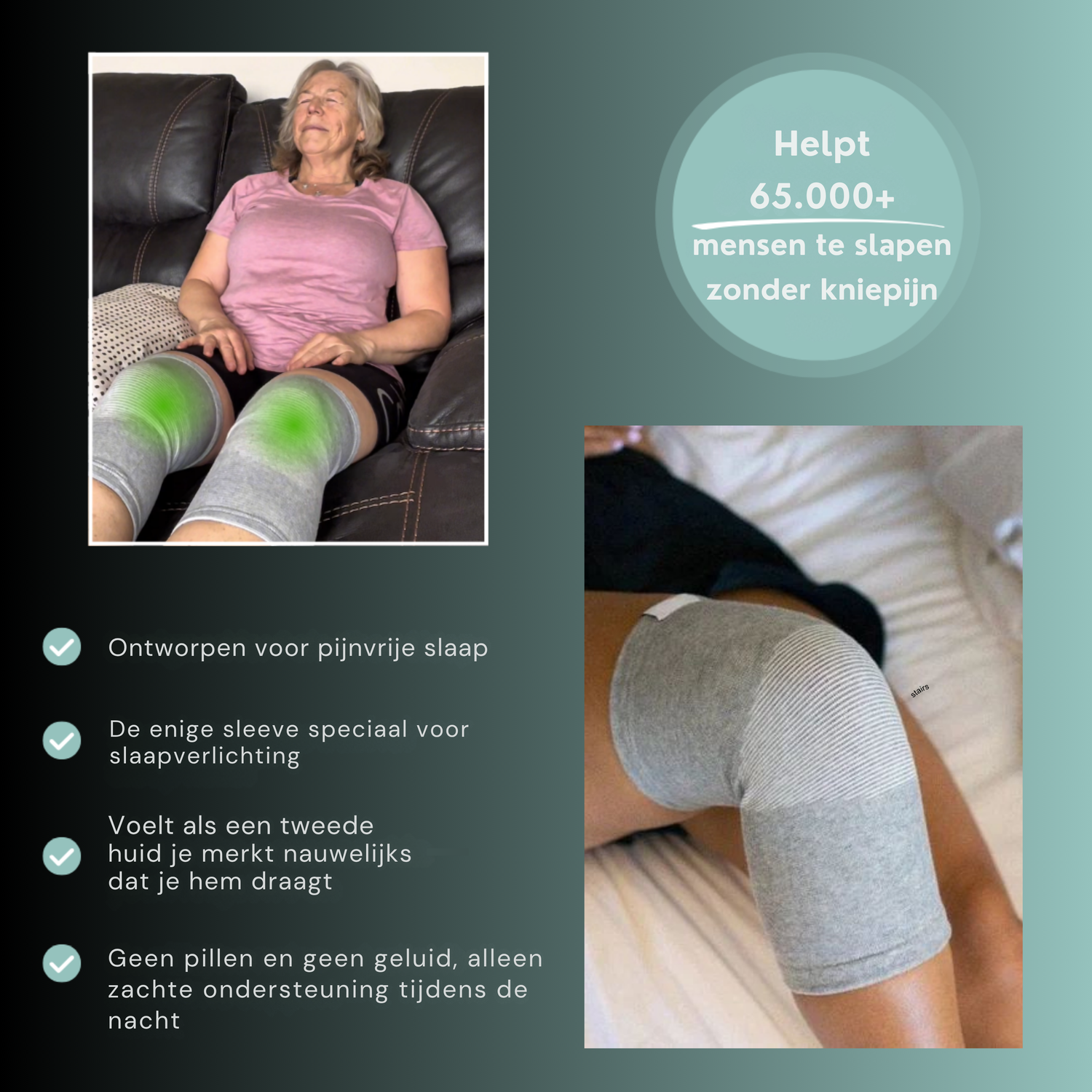 KneeRelief | Bamboe compressiebrace voor pijnvrije slaap
